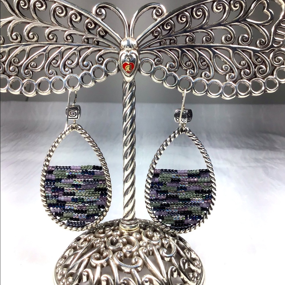 Brighton BluePurple Tone Beaded Earrings